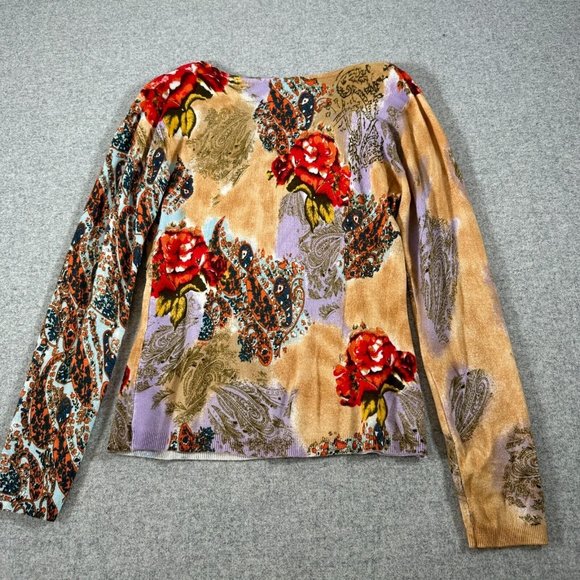 Vintage Y2K Newport News Womens Top Sweater Medium Floral Scoop Neck Sequin - Picture 3 of 14